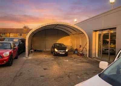 TUFFShel Lite used for vehicle maintenance and valeting, creating a clean, weather-protected workspace for day-to-day operations.
